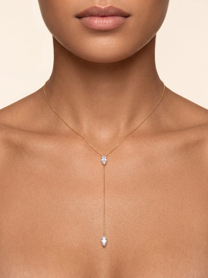 Helia Marquise Lariat Necklace - Gold