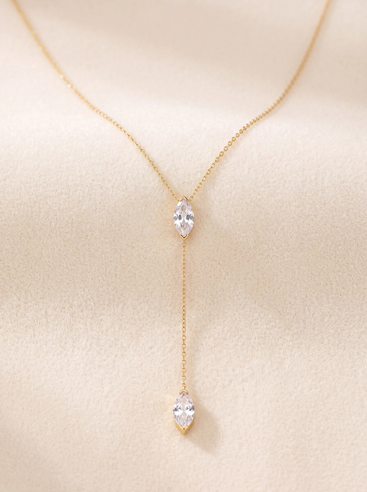 Helia Marquise Lariat Necklace - Gold