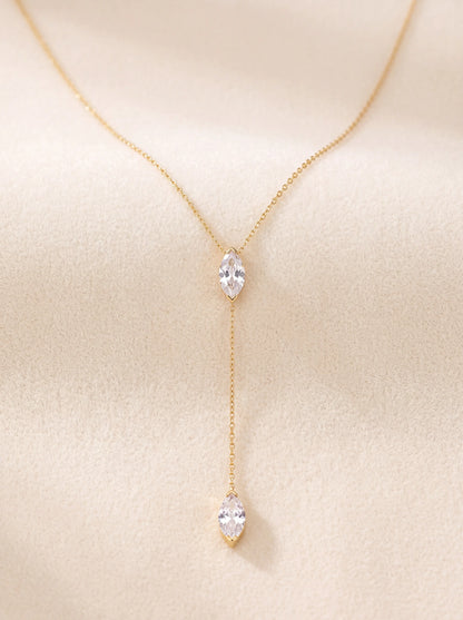 Helia Marquise Lariat Necklace - Gold