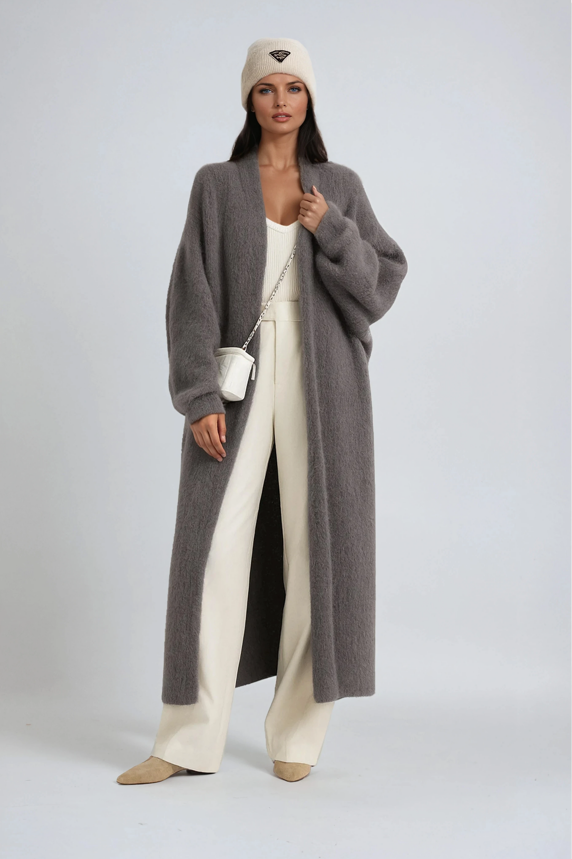 Hena Long Wool Cardigan Coat