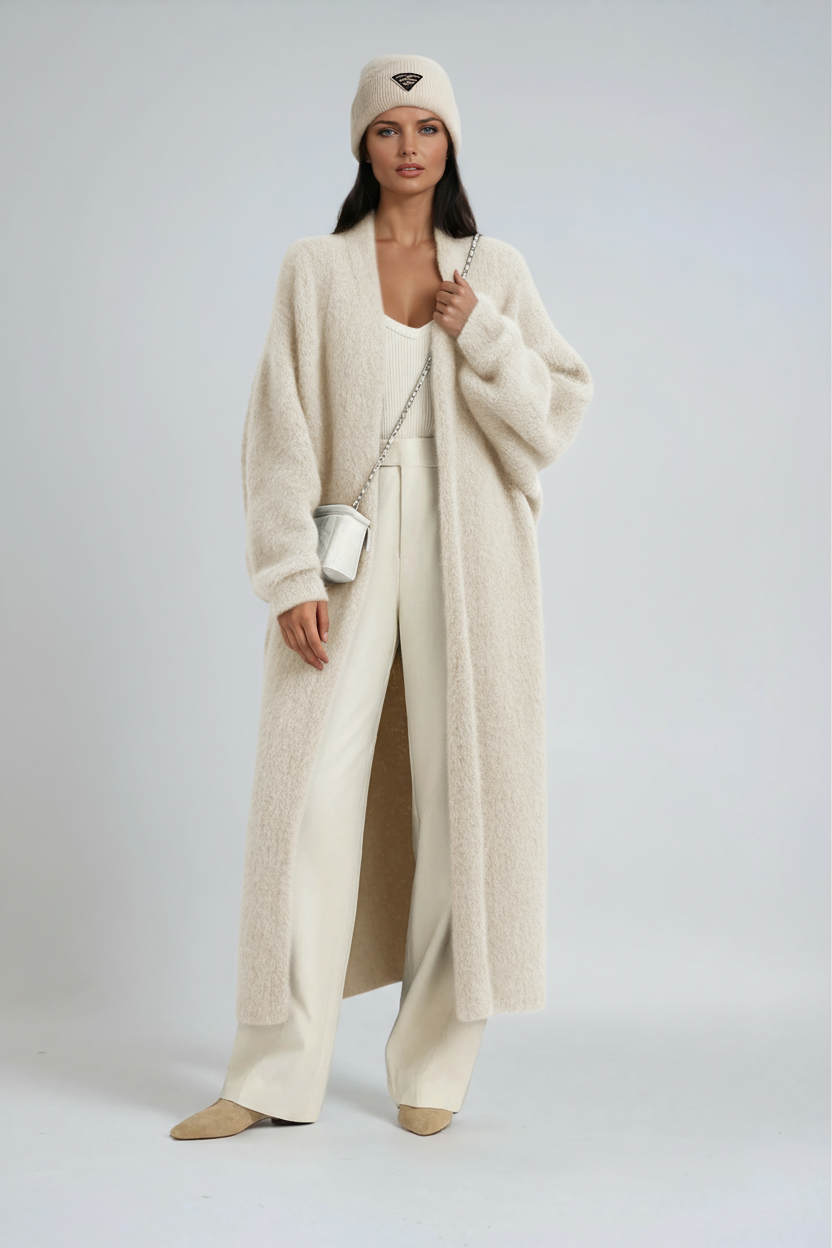 Hena Long Wool Cardigan Coat