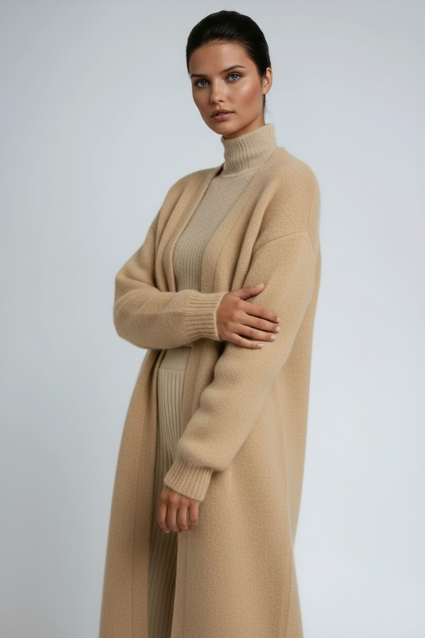Hena Long Wool Cardigan Coat