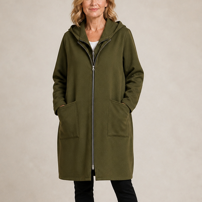 Hensley Hooded Mid-Length Relaxed Coat - Green