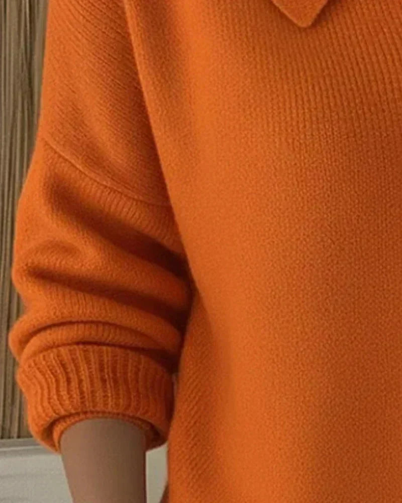 Hestia Structured Collar Knit Cardigan - Orange