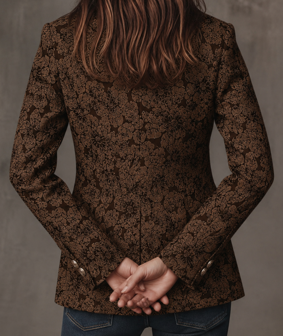 Huxley Paisley Jacquard Fitted Blazer - Brown