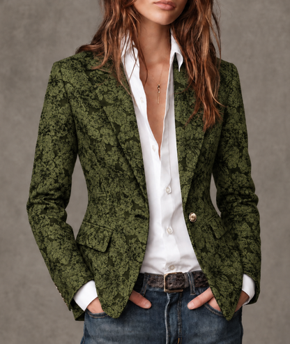 Huxley Paisley Jacquard Fitted Blazer - Green