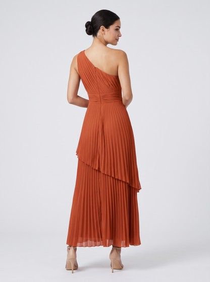 Ilene One Shoulder Tiered Maxi Dress - Burnt Orange