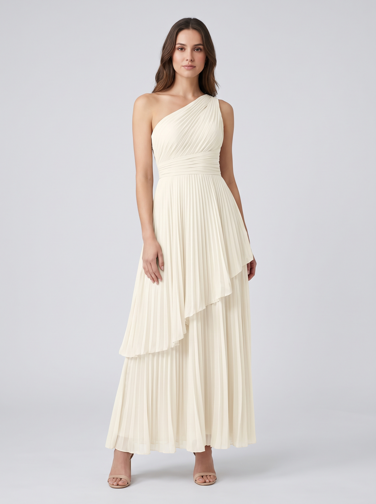 Ilene One Shoulder Tiered Maxi Dress - Ivory