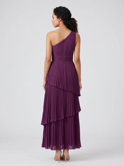 Ilene One Shoulder Tiered Maxi Dress - Plum