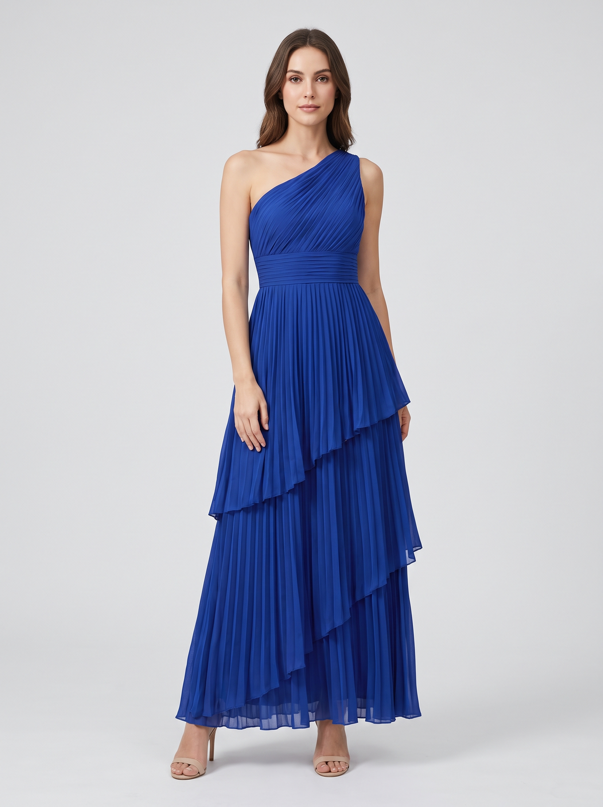 Ilene One Shoulder Tiered Maxi Dress - Royal Blue