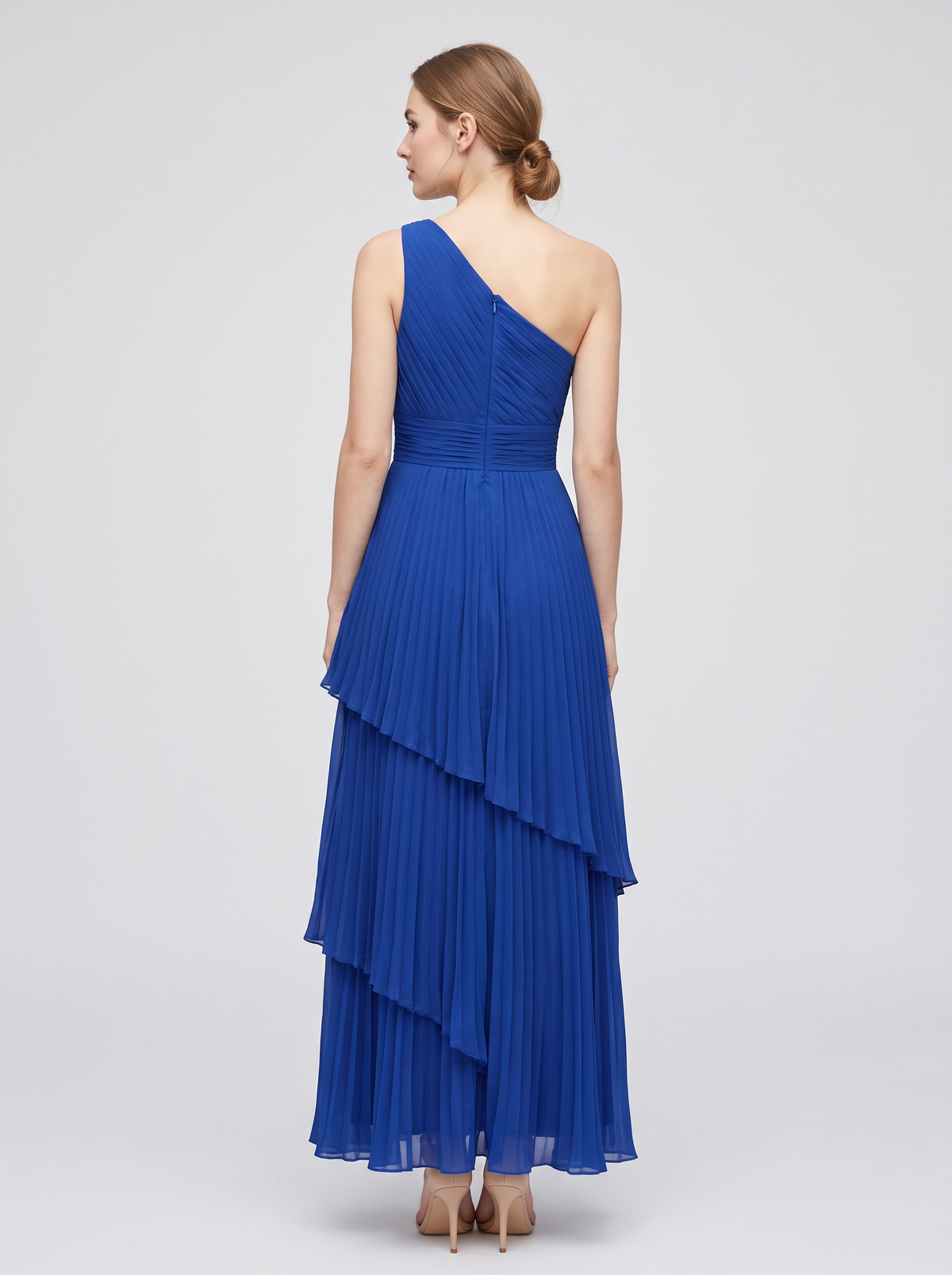 Ilene One Shoulder Tiered Maxi Dress - Royal Blue