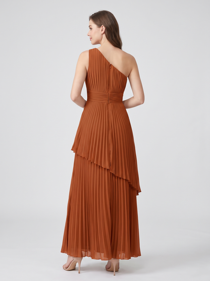Ilene One Shoulder Tiered Maxi Dress - Rust