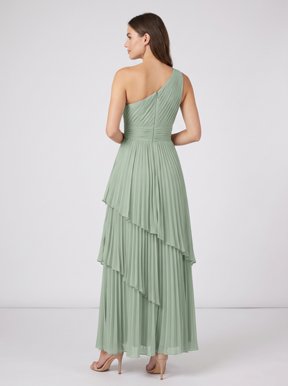 Ilene One Shoulder Tiered Maxi Dress - Sage Green