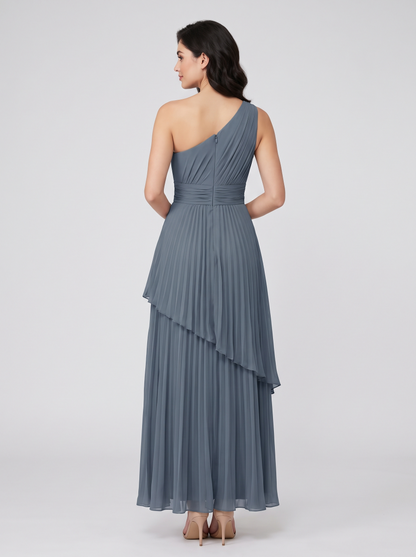 Ilene One Shoulder Tiered Maxi Dress - Slate Blue