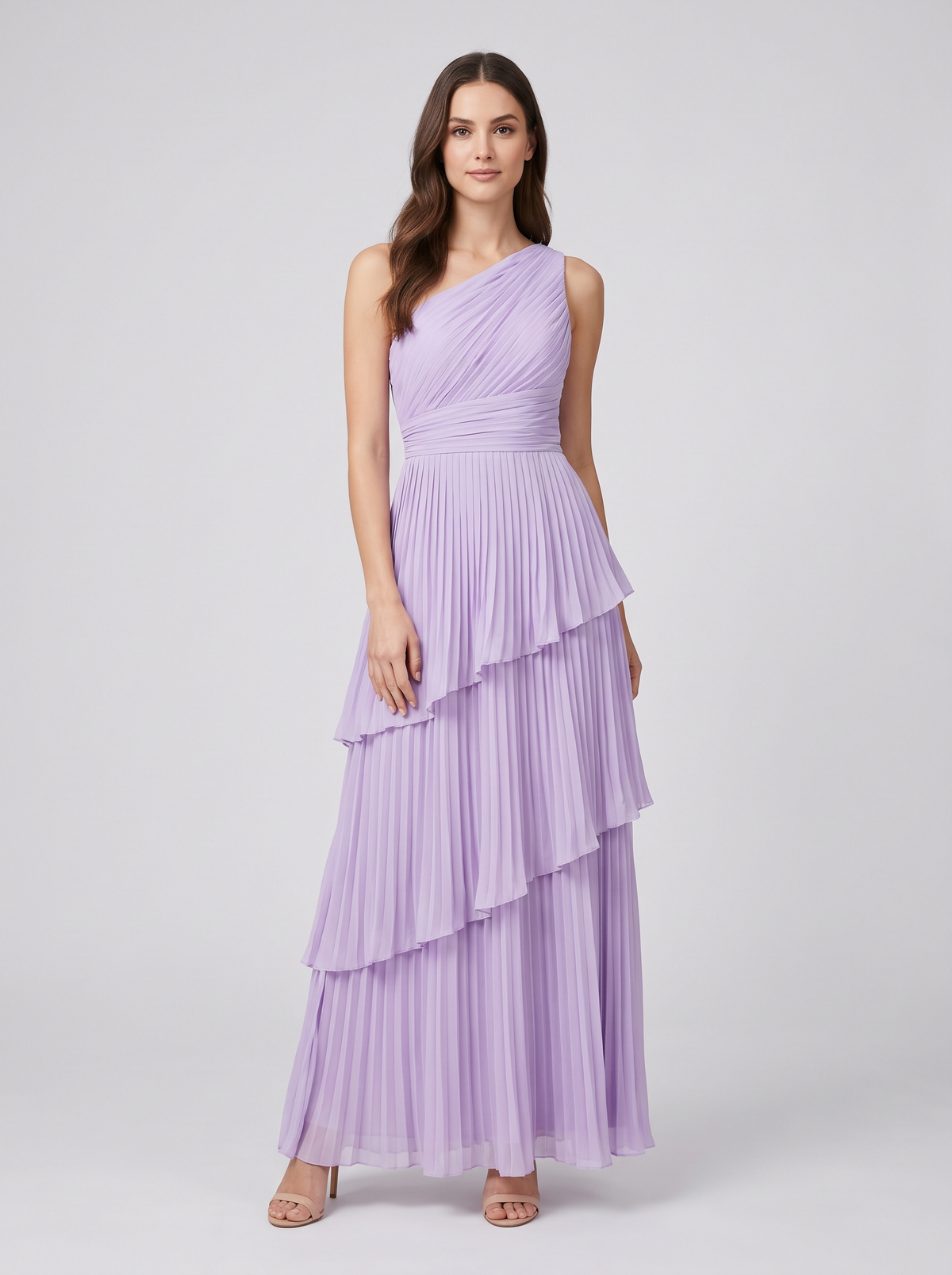 Ilene One Shoulder Tiered Maxi Dress - Wisteria