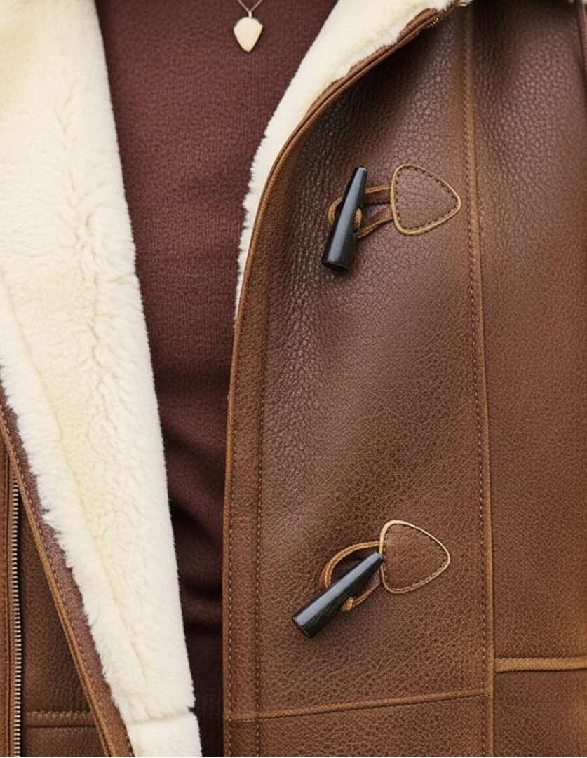 India Shearling Lined Toggle Coat - Brown