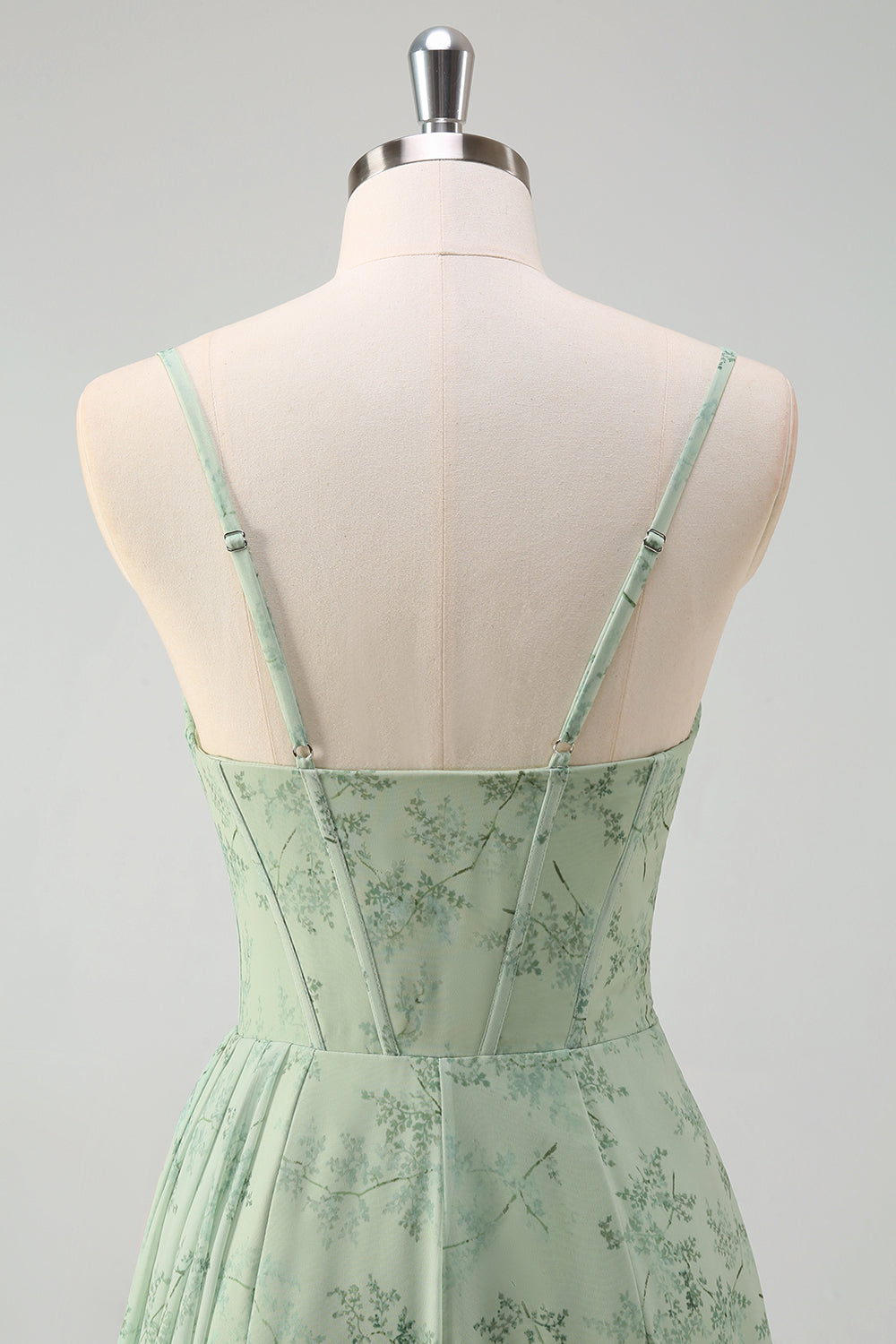 Isabeau Corset Chiffon Gown - Dusty Sage Floral