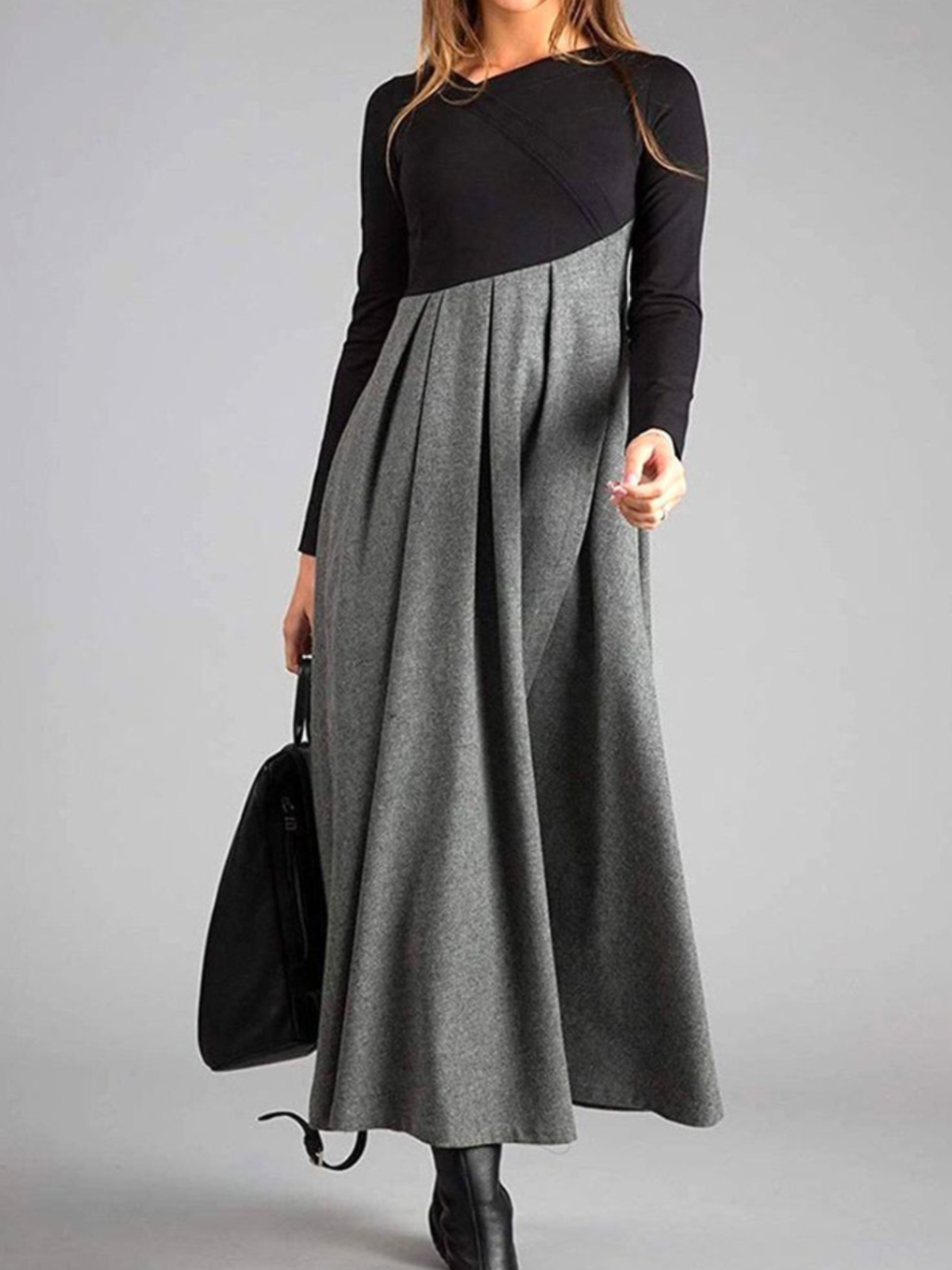 Isolina Two-Tone Maxi Dress - Gray