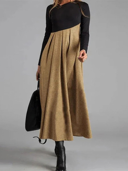 Isolina Two-Tone Maxi Dress - Khaki