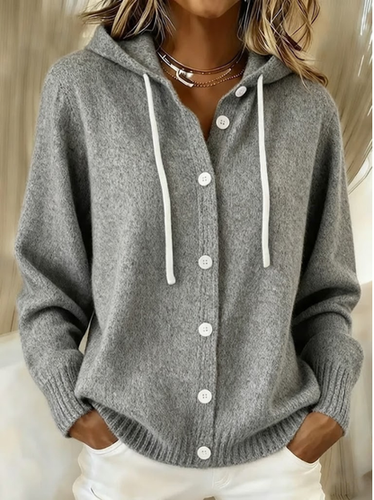 Ivette Hooded Knit Cardigan - Gray