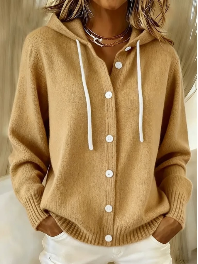Ivette Hooded Knit Cardigan - Khaki
