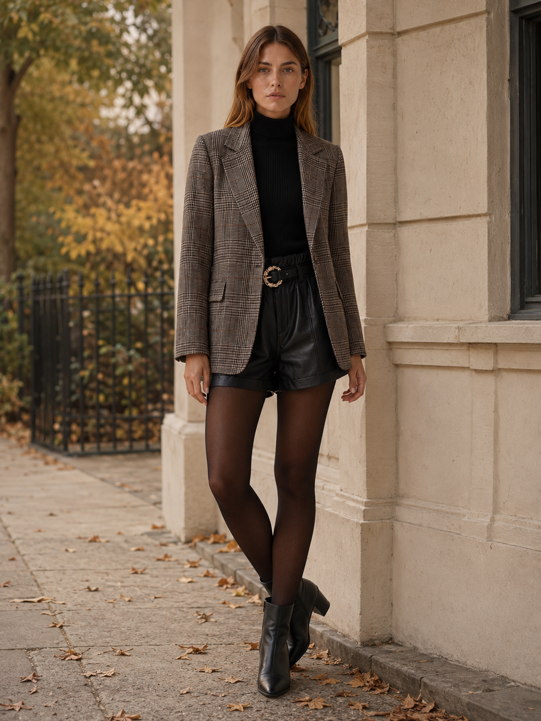 Jacinta Plaid Notch Lapel Blazer - Brown Plaid
