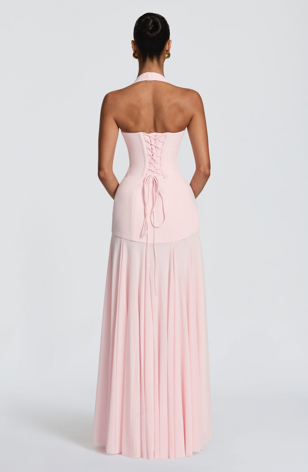 Jada Mesh Plunge Maxi Dress - Pink