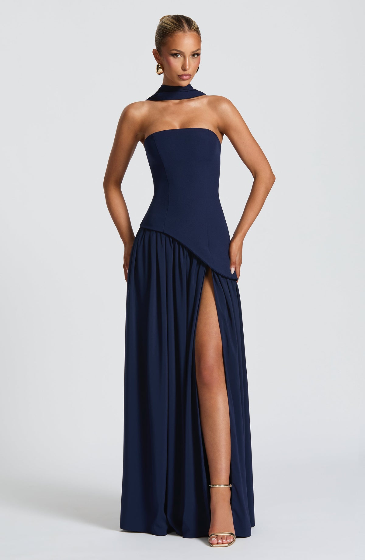 Women's Wedding Guest Strapless Maxi Dress with Slit - product image 4