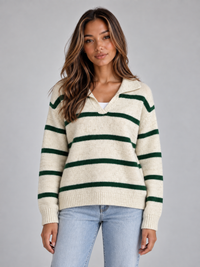 Ivory and Green Stripe