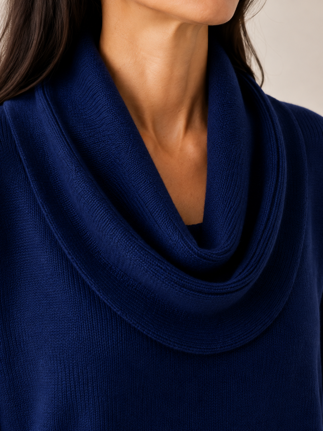 Jaycee Draped Cowl Neck Sweater - Navy Blue
