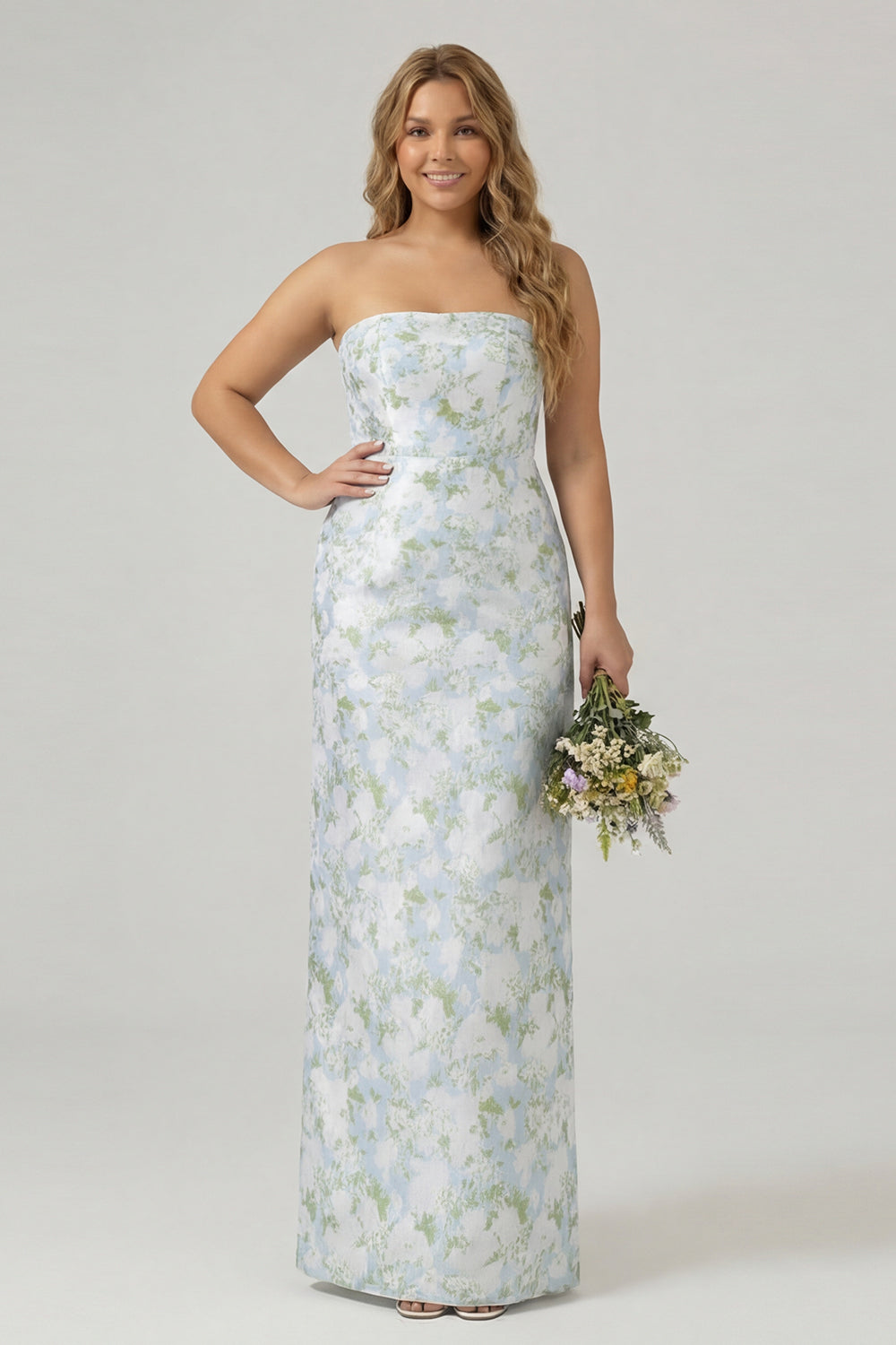 Jessalyn Floral Strapless Gown - Ivory Floral