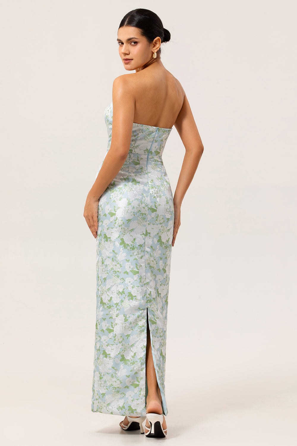Jessalyn Floral Strapless Gown - Ivory Floral