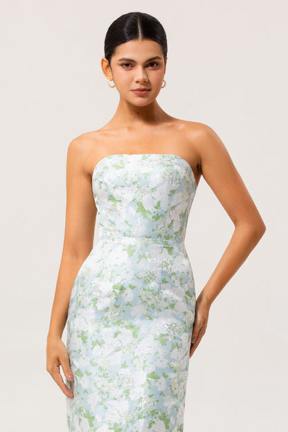 Jessalyn Floral Strapless Gown - Ivory Floral