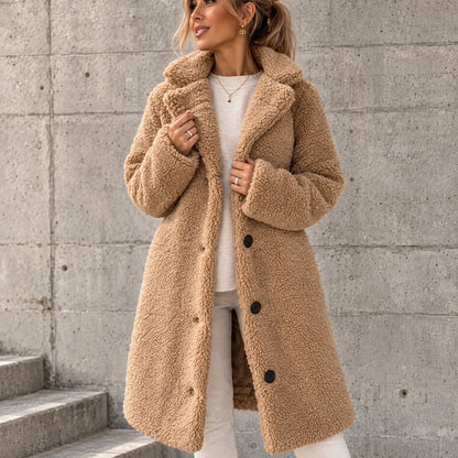 Joely Long Teddy Coat - Camel