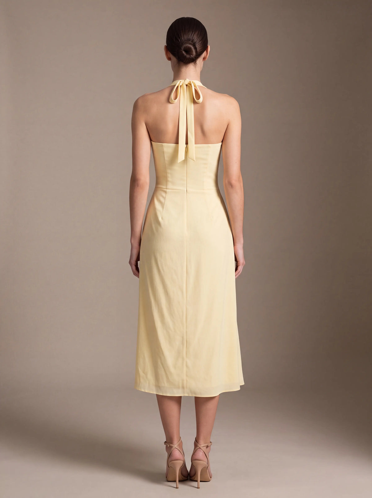 Jolanda Square Neck Halter Midi Dress - Butter Yellow