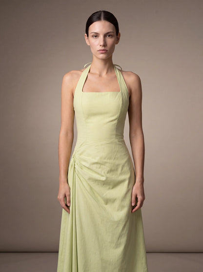 Jolanda Square Neck Halter Midi Dress - Lime Green