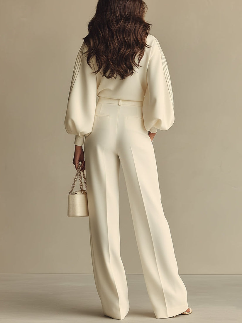 Jolina Crew Neck Knit Set - Beige