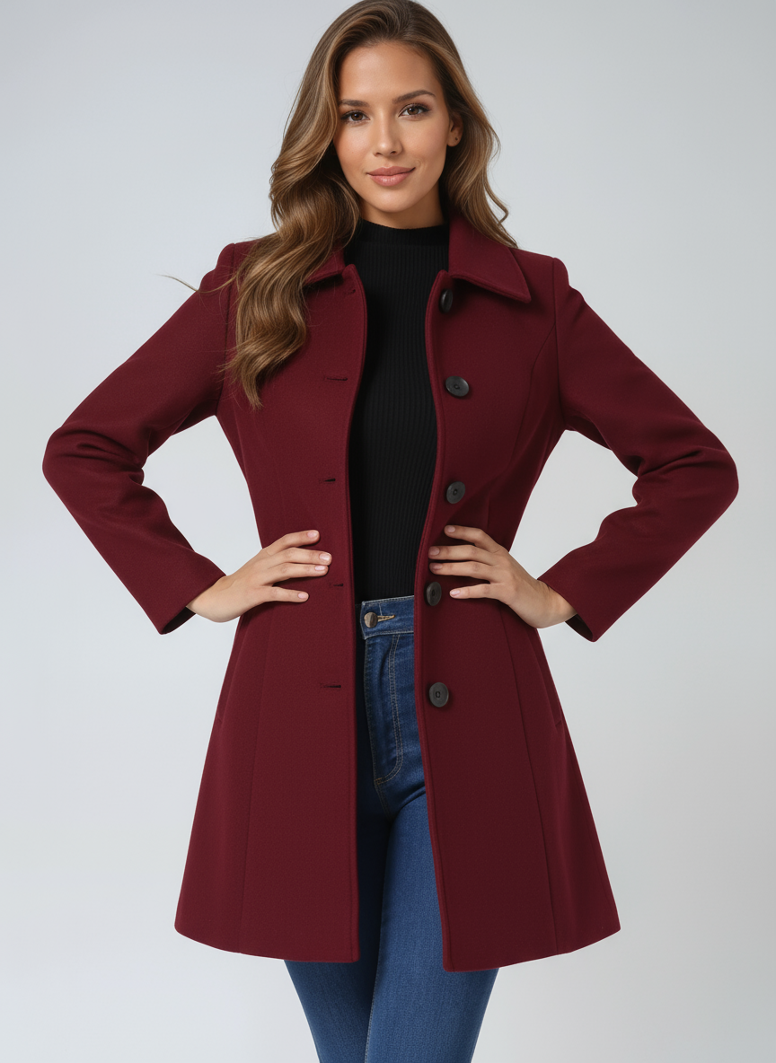 Josephine Breasted High Neck Button Trench Coat