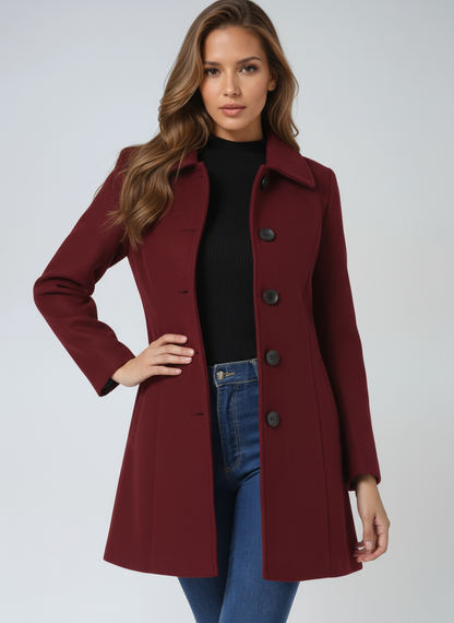 Josephine Breasted High Neck Button Trench Coat