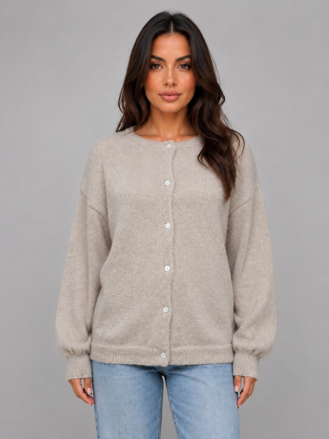 Juleen Button Front Knit Cardigan - Taupe