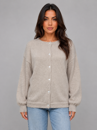 Juleen Button Front Knit Cardigan - Taupe