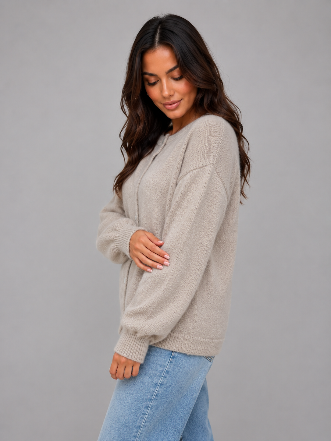 Juleen Button Front Knit Cardigan - Taupe