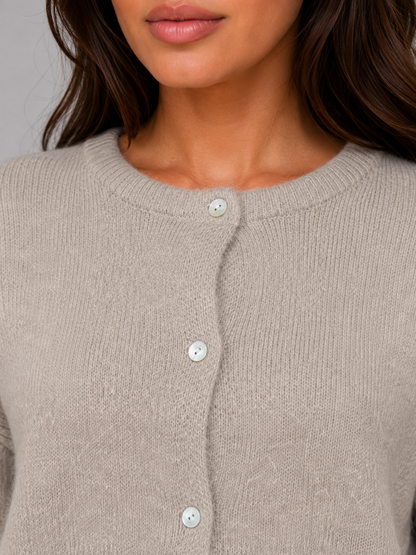 Juleen Button Front Knit Cardigan - Taupe