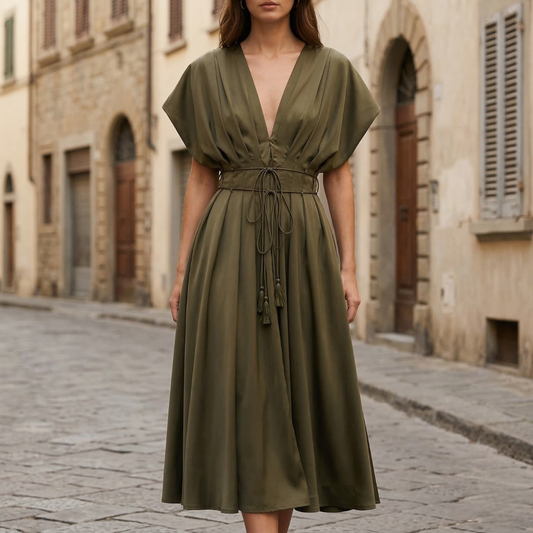Kaia v Neck Midi Dress