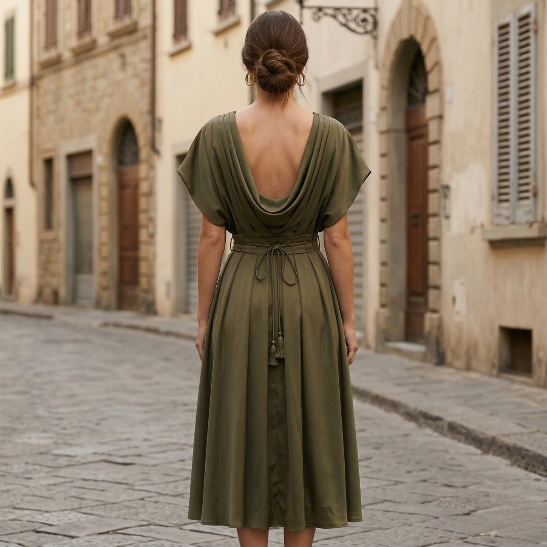 Kaia v Neck Midi Dress