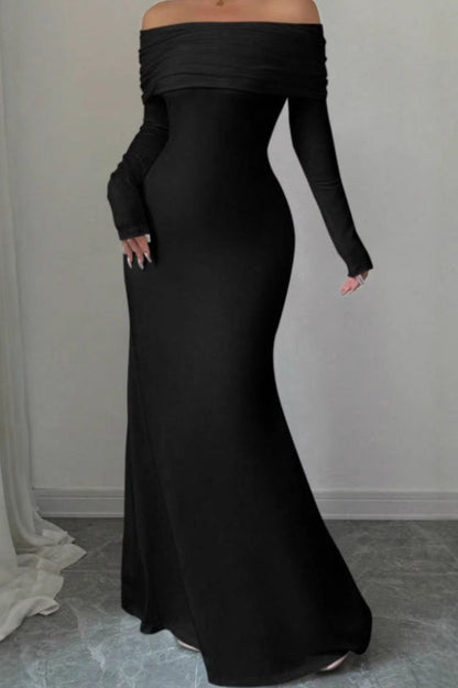 Kaiya Off Shoulder Mermaid Maxi Dress - Black