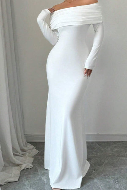 Kaiya Off Shoulder Mermaid Maxi Dress - White