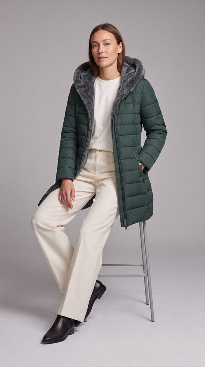 Kalinda Hooded A-Line Puffer Coat - Green