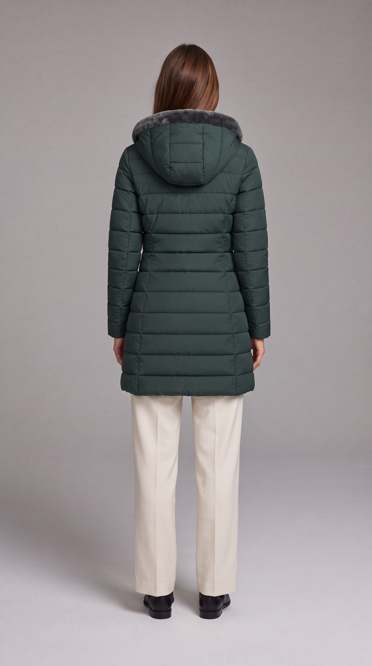 Kalinda Hooded A-Line Puffer Coat - Green