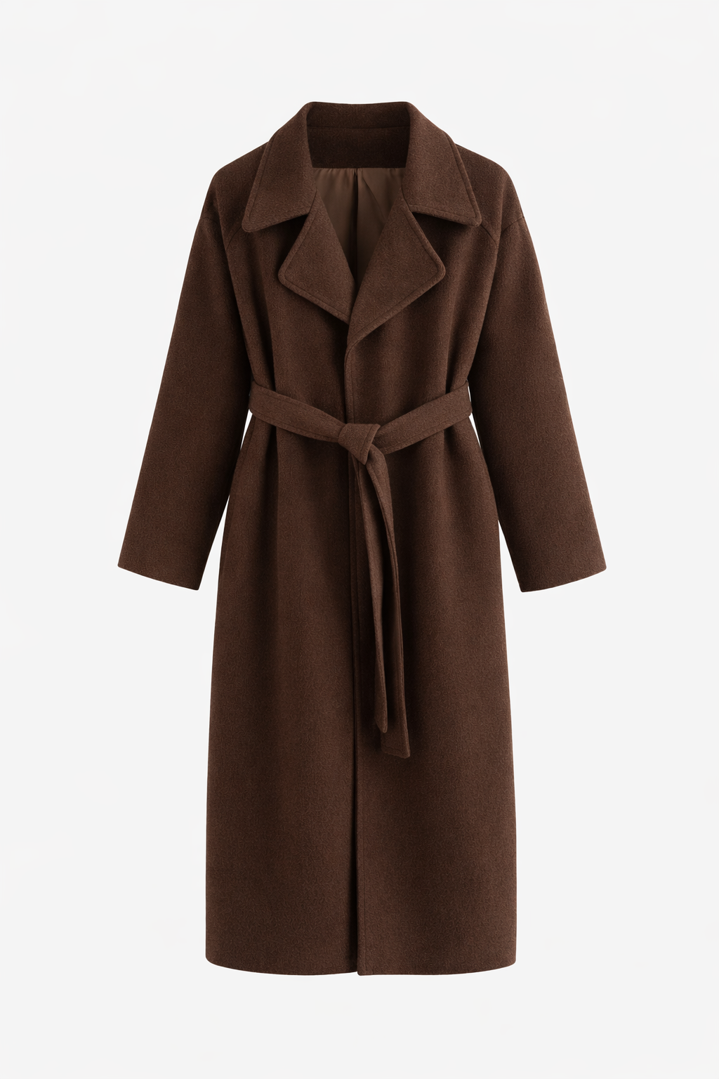 Katell Belted Longline Coat - Chocolate Brown